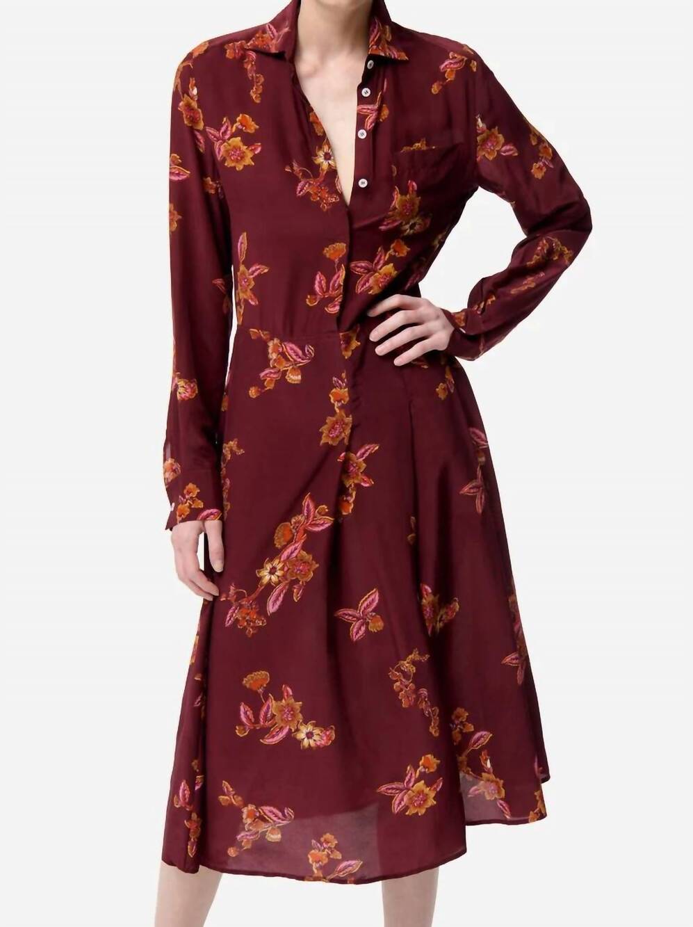 NEW VANESSABRUNO fresh midi dress in burgundy